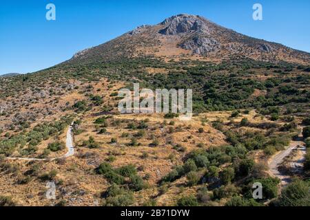 View over the mountains at Mycenae Stock Photo