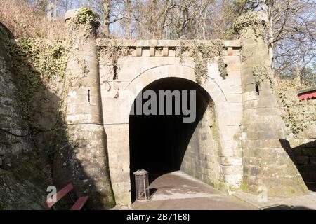 The south entrance of the horse tramway tunnel of the Whitby and Pickering Railway, in Grosmont, North Yorkshire, England, UK Stock Photo