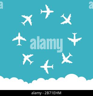 white airplanes inside a ring. Stock Vector