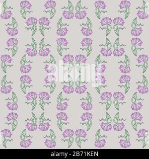 Parrot tulips ornamental seamless vector pattern Stock Vector