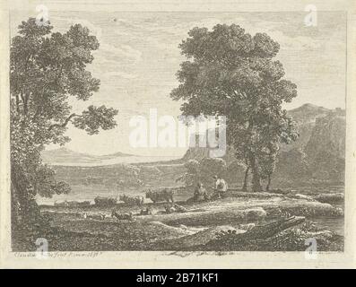 Landschap met twee herders Landscape with two shepherd object type: picture Item number: RP-P-OB-5691Catalogusreferentie: Mannocci R.11-rejected print Description: Landscape with two shepherds sitting in the water with their kudde. Manufacturer : printmaker: anonymous printmaker Claude Lorrain (rejected attribution) Date: 1651 - 1701 Physical characteristics: etching material: paper Technique: etching dimensions: plate edge: h 140 mm × W 190 mm Subject: herding, herdsman, herdswoman, shepherd, shepherdess, cowherd, etc. Stock Photo