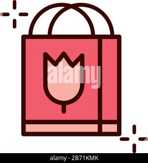 shopping bag paper line and fill style icon Stock Vector Image & Art ...