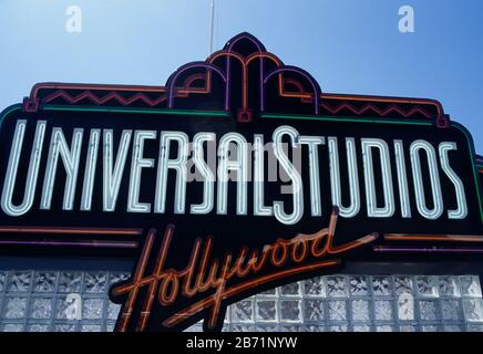 Universal Studios Sign at Universal Studios Hollywood in Los Angeles, California, United States of America, Stock Photo