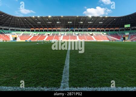 TYCHY, POLAND - JUNE 7, 2019: City Stadium Tychy before match U-20 World Cup Poland 2019 1/4 finals Match Italy vs Mali. Stock Photo