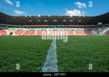 TYCHY, POLAND - JUNE 7, 2019: City Stadium Tychy before match U-20 World Cup Poland 2019 1/4 finals Match Italy vs Mali. Stock Photo