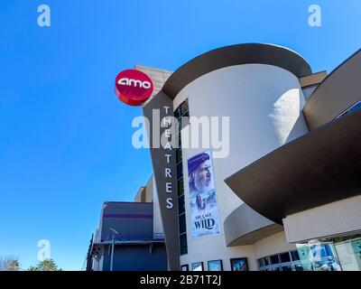Orlando, FL/USA-2/29/20: An AMC Dine-In Theatre at an outdoor mall in Orlando, Florida.