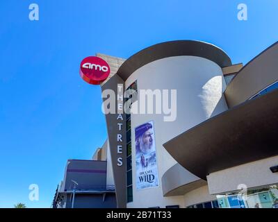 Orlando, FL/USA-2/29/20: An AMC Dine-In Theatre at an outdoor mall in Orlando, Florida.