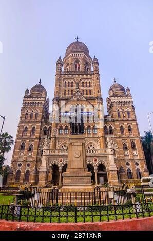 MUMBAI, INDIA – DEC. 19, 2019 : BMC municipal corporation building in 1893 in Mumbai. British architecture and historical building Built in 1893. Stock Photo