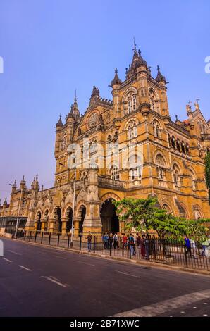 MUMBAI, INDIA – DEC. 19, 2019 : Chhatrapati Shivaji Terminus formerly known as Victoria Terminus in South Mumbai, It is a UNESCO World Heritage Site. Stock Photo