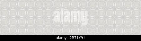 Gray french linen texture border background printed with white daisy flourish. Natural ecru summer country style seamless ribbon edge pattern Stock Vector