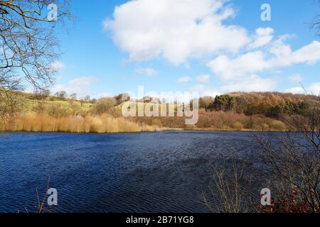 Fewston Resrvoir on a bright windy day in early Springtime 12-03-2020 Stock Photo