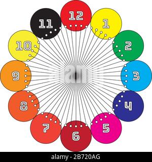 clock dial enormous numbers in circle hourly swatch on transparent background Stock Vector