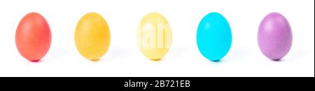 Multi-colored eggs isolated on a white background. Easter concept. Stock Photo