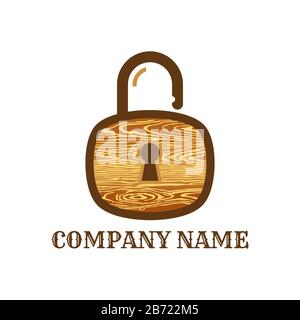 Security vector icon with a wooden model. Set vector security lock icon. Safety and padlock security icons. Objects on separate layers. Stock Vector