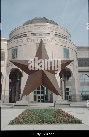 Austin, Texas USA, 2001: Front facade of the newly opened Bob Bullock Texas History Museum downtown. ©Bob Daemmrich Stock Photo