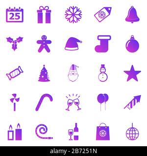 Christmas gradient icons on white background, stock vector Stock Vector