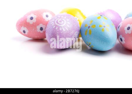 Painted Easter eggs on a white background Stock Photo