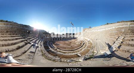 Arcadian way, Library of Celsus and amphitheatre at  Ephesus, Turkey