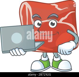 smart student of beef using a laptop Stock Vector