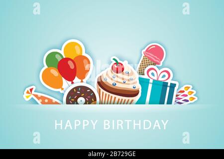 Happy birthday party greeting cards and banner template background. Stock Vector
