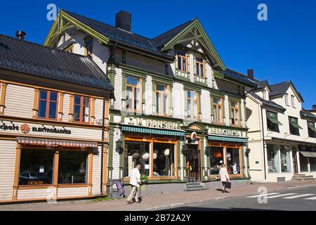 Shops on Storgata Street, Tromso City, Troms County, Norway, Scandinavia Stock Photo