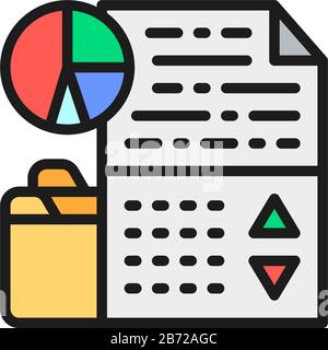 Company stock chart report, index growth graphs, online trading flat color icon. Stock Vector