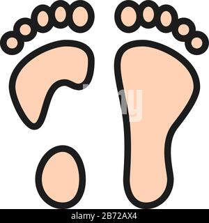 Flat foot flat color line icon. Isolated on white background Stock Vector