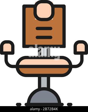 Barber chair, hairdresser flat color line icon. Stock Vector