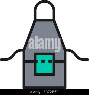 Barber apron, hairdresser flat color line icon. Stock Vector