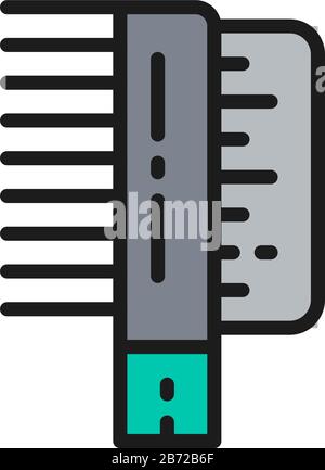 Hair comb, hairbrush flat color line icon. Stock Vector