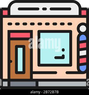 Hairdresser, barbershop, beauty salon flat color line icon. Stock Vector