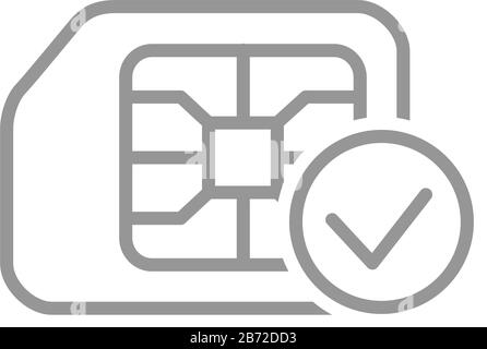 SIM card check line icon. Approved phone number, account for mobile card symbol Stock Vector