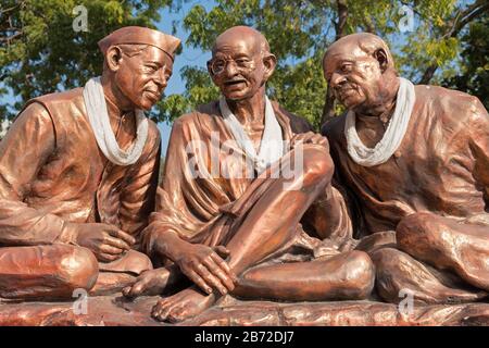 Gandhi, Nehru and Sardar Patel statue at Sardar Vallabhbhai Patel National Memorial museum Ahmedabad Gujarat India Stock Photo