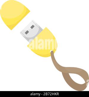 Flat vector USB flash drive. Data storage device, computer accessories. Personal data. Stock Vector