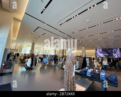 Orlando, FL/USA-2/13/20:  The interior of a  Zara clothing  retail store in an outdoor mall in Orlando, FL. Stock Photo