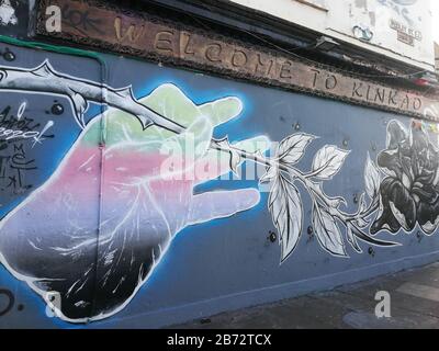 Extraordinary graffiti in Shorditch attract tourists to London, UK Stock Photo