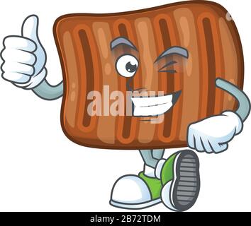 Roasted beef cartoon character making Thumbs up finger Stock Vector