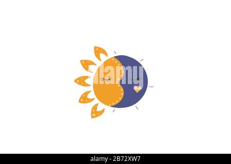 Sleeping sun and moon. Sweet dreams. Vector illustration. Night and day. Stock Vector
