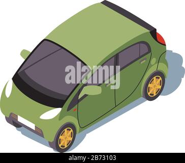 Microcar isometric color vector illustration Stock Vector