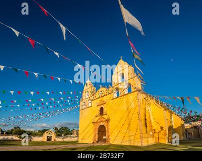 Exconvento de San Francisco de Asis, Spanish Colonial style church at former Franciscan mission, in Oxkutzcab, Ruta Puuc, Yucatan state, Mexico Stock Photo