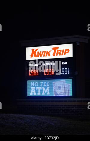 kwik trip fuel stations gas stations in fond du lac have fuel prices under 2 dollars due to the stock market falling stock photo alamy alamy