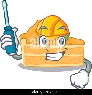 Smart automotive cheesecake orange presented in cartoon character design Stock Vector