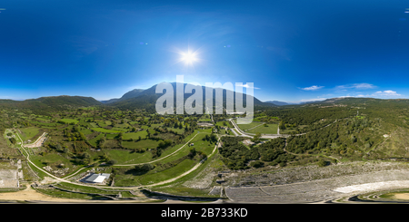 360 degree panoramic view of The ancient theater of Dodona, Ioannina,Greece