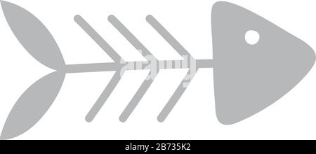 fishbone food icon on white background cartoon vector illustration Stock Vector