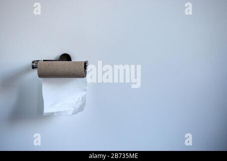 Out of toilet paper. Toilet paper panic buying, hoarding concept Stock Photo