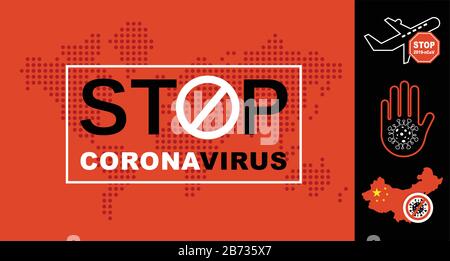 Corona Virus. 2019-nCoV. Corona Virus in Wuhan, China, Global Spread, and Concept Stopping Corona Virus. Flu and lung disease spreading of world Stock Vector