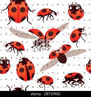 Padrão Sem Falhas Com Ladybug. Fundo Vermelho Com Polkadot Preto Para  Senhora. Textura Para a Moda Moderna Do Tecido. Arte Para Pa Ilustração do  Vetor - Ilustração de moderno, backdrop: 198735989