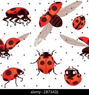 Padrão Sem Falhas Com Ladybug. Fundo Vermelho Com Polkadot Preto Para  Senhora. Textura Para a Moda Moderna Do Tecido. Arte Para Pa Ilustração do  Vetor - Ilustração de moderno, backdrop: 198735989