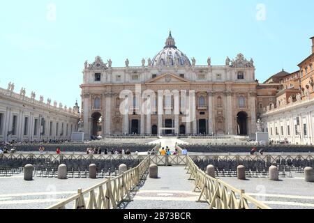 Editorial St. Peter's Square, Vatican City-17.06.2019: Tourists visit the famous landmark in the summertime.