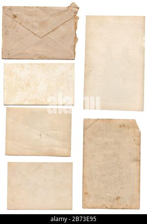 A collection of old pieces of paper from the early 1900s. This is a high resolution scan showing all the detail. Stock Photo